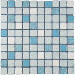 Tenedos TPLD-BL-TXRD Retro Celeste Blue White Porcelain 1x1 Floor Wall Pool Mosaic Tile Backsplash Glossy Textured Rounded for Kitchen, Bathroom Shower, Accent Decor, Fireplace (10)
