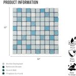 Tenedos TPLD-BL-TXRD Retro Celeste Blue White Porcelain 1x1 Floor Wall Pool Mosaic Tile Backsplash Glossy Textured Rounded for Kitchen, Bathroom Shower, Accent Decor, Fireplace (10)