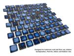 Tenedos Calacatta Blue Porcelain 1x1 Square Brick Mosaic Floor Wall Tile (Exact Size 1-1/8" X 1-1/8") Backsplash for Kitchen, Bathroom Shower, Accent Decor, Pool Tiles (1 Sheet)