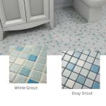 Tenedos TPLD-BL-TXRD Retro Celeste Blue White Porcelain 1x1 Floor Wall Pool Mosaic Tile Backsplash Glossy Textured Rounded for Kitchen, Bathroom Shower, Accent Decor, Fireplace (10)
