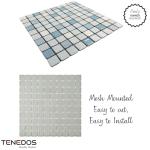 Tenedos TPLD-BL-TXRD Retro Celeste Blue White Porcelain 1x1 Floor Wall Pool Mosaic Tile Backsplash Glossy Textured Rounded for Kitchen, Bathroom Shower, Accent Decor, Fireplace (10)