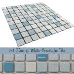 Tenedos TPLD-BL-TXRD Retro Celeste Blue White Porcelain 1x1 Floor Wall Pool Mosaic Tile Backsplash Glossy Textured Rounded for Kitchen, Bathroom Shower, Accent Decor, Fireplace (10)