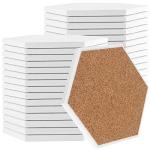 JOIKIT 30 Pack 4 Inch Ceramic Tiles for Crafts Coasters, Hexagon Unglazed Ceramic Tiles with Cork Backing Pads, Use with Alcohol Ink or Acrylic Pouring, Make Your Own Coasters