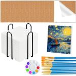 Fesorsi 12 Pcs Square Ceramic Tiles for Crafts, Ceramic Tiles 4x4 Inches with Iron Storage Shelf and Cork Backing Pads, Unglazed Ceramic Tile for Painting, Alcohol Ink, Acrylic Pouring