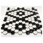 Tenedos Penny Round Mix Matte White with Gray or Black Selection Porcelain Mosaic Tile for Floor and Wall Bathroom and Kitchen Backsplash (Box of 20 Sheets) (Black and White)