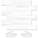 STICKGOO 10-Sheet Subway Tile Peel and Stick Backsplash, Star White Marble Look Dolomite Kitchen Backsplash Wall Tile, PVC Stick on Backsplash for Kitchen