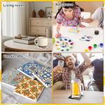 Fesorsi 12 Pcs Square Ceramic Tiles for Crafts, Ceramic Tiles 4x4 Inches with Iron Storage Shelf and Cork Backing Pads, Unglazed Ceramic Tile for Painting, Alcohol Ink, Acrylic Pouring