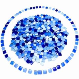 500G/ 1.1LB Bulk Crystal Mosaic Tiles, Assorted Color Opaque Mosaic Glass Crafts Supplies Handmade Crafts for DIY Picture Coaster Home Kitchen Bathroom Mosaic Decoration(0.4x0.4 inch,Blue Series)