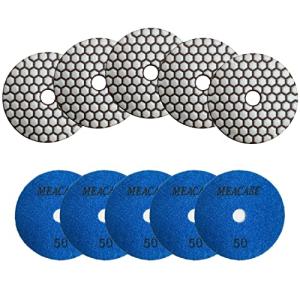 Meacase 10Pcs 4 inch Grit 50 Dry Diamond Polishing Pads for Dry Polishing Porcelain Tiles Granite Marble Stone