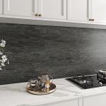 Livelynine Dark Peel and Stick Tile 16pcs 24x12 Carbon Slate Wall Panel Marble Backsplash Tile for Kitchen Wall Tiles Bathroom Stick on Back Splash Renter Friendly Carbon Rock Board Panels Adhesive