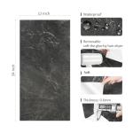 Livelynine Dark Peel and Stick Tile 16pcs 24x12 Carbon Slate Wall Panel Marble Backsplash Tile for Kitchen Wall Tiles Bathroom Stick on Back Splash Renter Friendly Carbon Rock Board Panels Adhesive