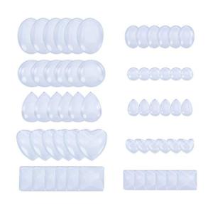 PandaHall Elite 60 Pcs Half Round Flat Back Clear Glass Dome Tile Cabochon 10 Styles for Photo Pendant Craft Jewelry Making
