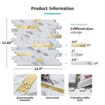 Art3d 10-Sheet Peel and Stick Backsplash Tile for Kitchen Bathroom Fireplace Laundry Room in White Slate with Gold Studded