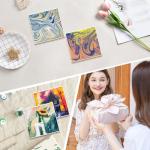 IHDYPPEW 50 Pack 4 x 4 Inch Square Ceramic Tiles for Crafts, Blank Ceramic Coasters with Cork Backing Pad, Perfect for Painting, Alcohol Ink, Acrylic Pouring - DIY Coaster(Unglazed)