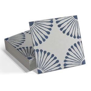 INNO STICKERS 16-Sheet Peel and Stick Floor and Wall Tile, 9" x 9" Blue Stone Composite Self Adhesive Vinyl Flooring, Patterned Flower Groutble Backsplash Tile for Kitchen Bathroom Shower