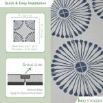 INNO STICKERS 16-Sheet Peel and Stick Floor and Wall Tile, 9" x 9" Blue Stone Composite Self Adhesive Vinyl Flooring, Patterned Flower Groutble Backsplash Tile for Kitchen Bathroom Shower