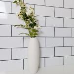 AULIGET 3" x 6" Subway Tile Peel and Stick Backsplash, Thick PVC Stick on Wall Tiles for Backsplash Kitchen, Bathroom, Laundry Room, Camper, Fireplace (100, Polished White Tile Look)
