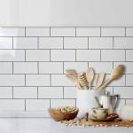 AULIGET 3" x 6" Subway Tile Peel and Stick Backsplash, Thick PVC Stick on Wall Tiles for Backsplash Kitchen, Bathroom, Laundry Room, Camper, Fireplace (100, Polished White Tile Look)