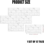 12-Sheet White Peel and Stick Wallpaper, Subway Tile 6''x12'' Self Adhesive Wall Tiles Waterproof PVC Stick on Backsplash Vinyl Decorative Tiles Stickers for Kitchen Bathroom
