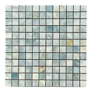 Tenedos HTC175 Aqua Celeste Glossy Blue Green 1x1 Porcelain Mosaic Tile – Elegant Sheet for Bathroom Walls, Kitchen Backsplashes, Shower & Pool Use (1 Sheet)