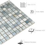 Tenedos HTC175 Aqua Celeste Glossy Blue Green 1x1 Porcelain Mosaic Tile – Elegant Sheet for Bathroom Walls, Kitchen Backsplashes, Shower & Pool Use (1 Sheet)