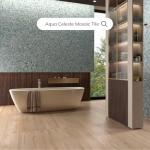 Tenedos HTC175 Aqua Celeste Glossy Blue Green 1x1 Porcelain Mosaic Tile – Elegant Sheet for Bathroom Walls, Kitchen Backsplashes, Shower & Pool Use (1 Sheet)