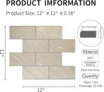 COLAMO Luxury 10Pack Beige Peel and Stick Backspash for Kitchen,Stick On Wall Tiles for Bathroom Living Room Accent Wall Decor Sticky 3D Backsplash Tiles,Self Adhesive Large Faux Stone Subway Tile