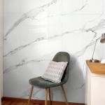 10pcs Marble Peel and Stick Waterproof Wall Panels,Heat-Resistant Backsplash Tile, 23.6"x11.8" PVC Foam Wall Sticker for Kitchen,Living Rooms,Bedrooms TV Walls,White Gray Slightly beige(Not Real Tile)