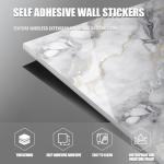 10pcs Marble Peel and Stick Waterproof Wall Panels,Heat-Resistant Backsplash Tile, 23.6"x11.8" PVC Foam Wall Sticker for Kitchen,Living Rooms,Bedrooms TV Walls,White Gray Slightly beige(Not Real Tile)