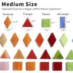 Lanyani Medium Size Glass Mosaic Tiles Pieces 1.3 Pounds Bulk, 400pcs Mixed Vibrant Color Stained Glass Pieces Tile for DIY Crafts Mosaic Making, Pre-Cut Tiles in 4 Shapes