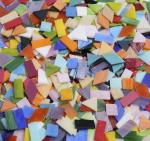 Lanyani Medium Size Glass Mosaic Tiles Pieces 1.3 Pounds Bulk, 400pcs Mixed Vibrant Color Stained Glass Pieces Tile for DIY Crafts Mosaic Making, Pre-Cut Tiles in 4 Shapes