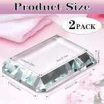 Lainballow 2 Pack Rectangular Glass Paperweight, Paperweight Decorative Blocks, Clear Glass Tiles for Crafts, Home Decoration, Ornaments Book, Maps