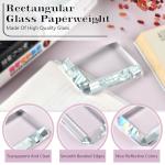 Lainballow 2 Pack Rectangular Glass Paperweight, Paperweight Decorative Blocks, Clear Glass Tiles for Crafts, Home Decoration, Ornaments Book, Maps