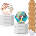 Zopeal 48 Pcs Ceramic Tile for Craft Coaster Includes Square and Round White Tile Unglazed Ceramic Coaster with Cork Backing Pad for DIY Gift (2.17 x 3.74 x 0.28 inches,Hexagon)