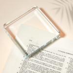 Seajan 2 Pcs Glass Paperweight Office Clear Glass Tiles Paperweight Decorative Block for Home Decor Crafts Projects Ornaments Book Daily Office Gifts(Square)