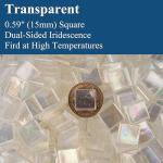 Samjobroad Transparent Glass Mosaic Tiles for Crafts – 0.66lb Iridescent Mosaic Pieces, Square Stained Glass Tiles (0.59 Inch) for Candle Holders, Trays, Coasters & Home Décor