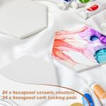 Zopeal 48 Pcs Ceramic Tile for Craft Coaster Includes Square and Round White Tile Unglazed Ceramic Coaster with Cork Backing Pad for DIY Gift (2.17 x 3.74 x 0.28 inches,Hexagon)