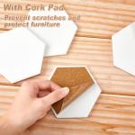 Zopeal 48 Pcs Ceramic Tile for Craft Coaster Includes Square and Round White Tile Unglazed Ceramic Coaster with Cork Backing Pad for DIY Gift (2.17 x 3.74 x 0.28 inches,Hexagon)