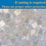 Samjobroad Transparent Glass Mosaic Tiles for Crafts – 0.66lb Iridescent Mosaic Pieces, Square Stained Glass Tiles (0.59 Inch) for Candle Holders, Trays, Coasters & Home Décor