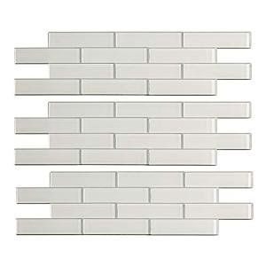 Aspect Peel and Stick Backsplash 12.5in x 4in Subway Frost Matted Glass Tile for Kitchen and Bathrooms (3-Pack)