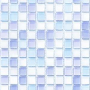 HOMETITUTE 10PCS 12x12 Inch Frost Blue White Gradient Mosaic Glass Floor Tiles Peel and Stick Removable Self Adhesive DIY Vinyl Flooring Stickers for Kitchen Bathroom Living Room Entryway Home Decor