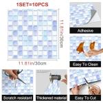 HOMETITUTE 10PCS 12x12 Inch Frost Blue White Gradient Mosaic Glass Floor Tiles Peel and Stick Removable Self Adhesive DIY Vinyl Flooring Stickers for Kitchen Bathroom Living Room Entryway Home Decor
