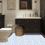 HOMETITUTE 10PCS 12x12 Inch Frost Blue White Gradient Mosaic Glass Floor Tiles Peel and Stick Removable Self Adhesive DIY Vinyl Flooring Stickers for Kitchen Bathroom Living Room Entryway Home Decor