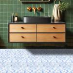 HOMETITUTE 10PCS 12x12 Inch Frost Blue White Gradient Mosaic Glass Floor Tiles Peel and Stick Removable Self Adhesive DIY Vinyl Flooring Stickers for Kitchen Bathroom Living Room Entryway Home Decor