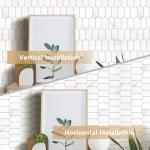 Vamos Tile Long Hexagon Peel and Stick Backsplash Tile - 10 Sheets Stick on Backsplash for Kitchen and Bathroom 12.4 x 12 Inch White Marble Look PVC Self Adhesive Mosaic Wall Tiles