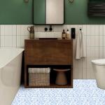 HOMETITUTE 10PCS 12x12 Inch Frost Blue White Gradient Mosaic Glass Floor Tiles Peel and Stick Removable Self Adhesive DIY Vinyl Flooring Stickers for Kitchen Bathroom Living Room Entryway Home Decor