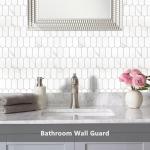 Vamos Tile Long Hexagon Peel and Stick Backsplash Tile - 10 Sheets Stick on Backsplash for Kitchen and Bathroom 12.4 x 12 Inch White Marble Look PVC Self Adhesive Mosaic Wall Tiles