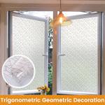 DKTIE Geometric Art Stained Glass Window Film Bathroom Window Privacy Film Frosted Glass Static Clings Non Adhesive with Installation Tools, Modern Home Improvement Style (S120, 17.7'' x 78.7'')
