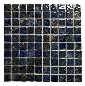 Tenedos Storm Blue Square Wavy Porcelain Mosaic Tile for Kitchen Backsplash, Pool Tile, Bathroom Wall, Accent Wall (Box of 10 Sheets - 10.60 Square feet) (1 X 1)