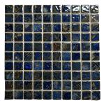 Tenedos Storm Blue Square Wavy Porcelain Mosaic Tile for Kitchen Backsplash, Pool Tile, Bathroom Wall, Accent Wall (Box of 10 Sheets - 10.60 Square feet) (1 X 1)